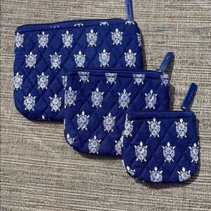 Vera Bradley Blue Quilted Cosmetic Bags Set